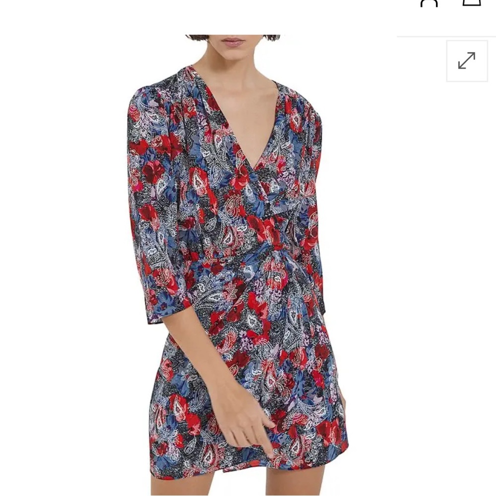 NWT The Kooples‎ Vibrant Red and Blue Mini Dress / Size Small